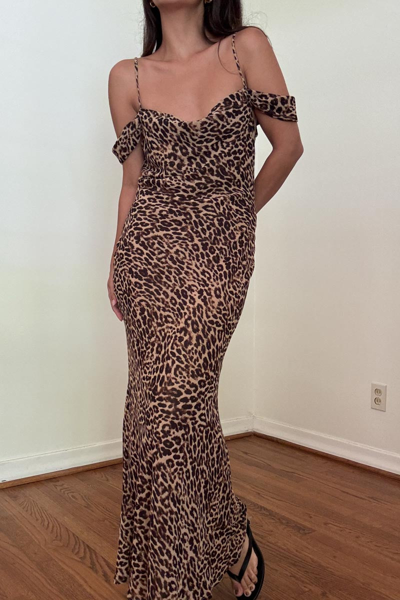 Leopard Print Mermaid Maxi Dress