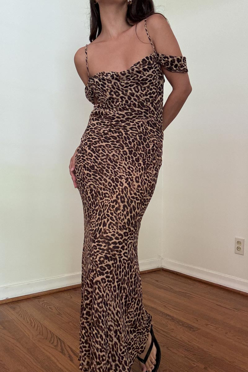 Leopard Print Mermaid Maxi Dress