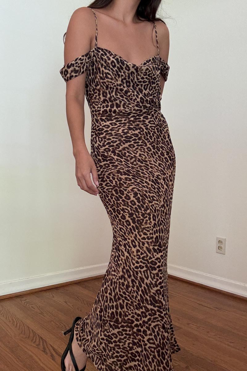 Leopard Print Mermaid Maxi Dress