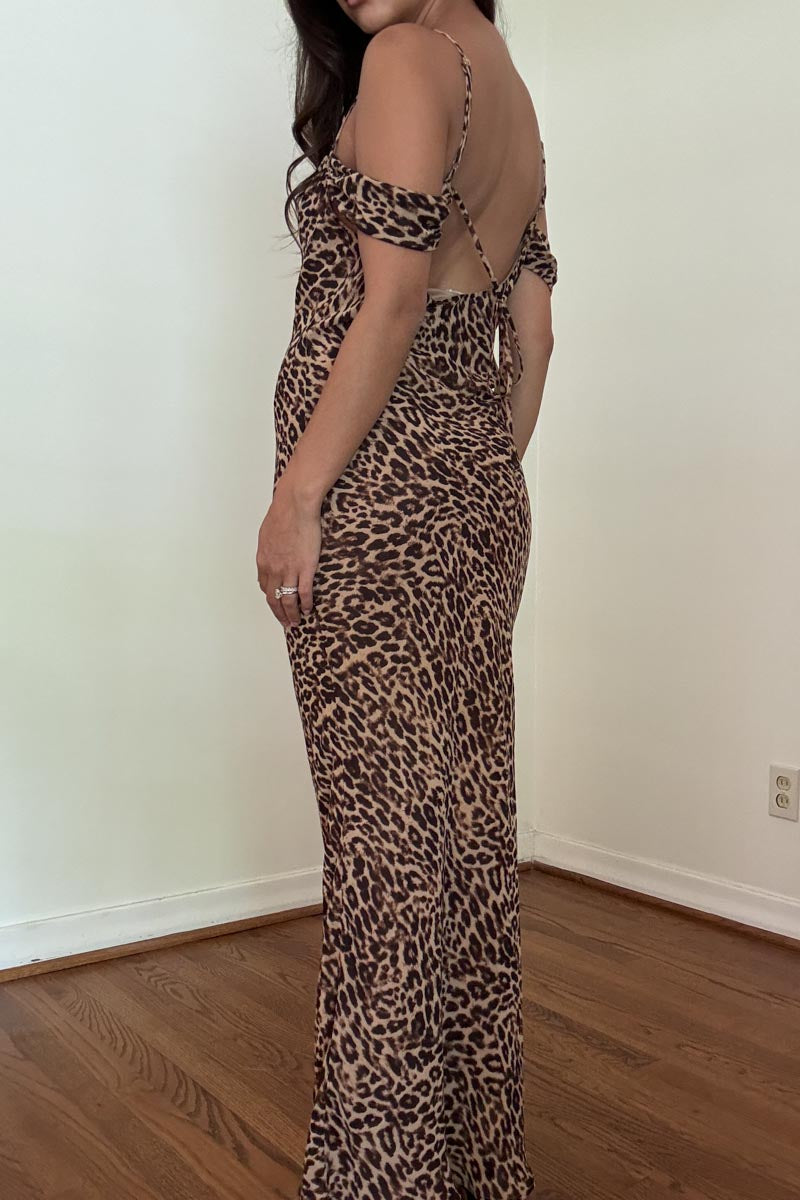 Leopard Print Mermaid Maxi Dress