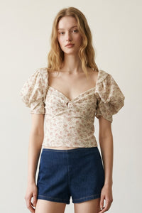 Woven Puff Sleeve Top