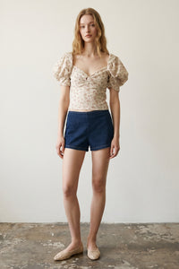 Woven Puff Sleeve Top