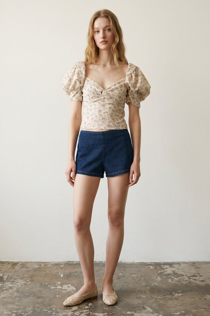 Woven Puff Sleeve Top