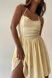 Halter Neck Shirred Back Mini Dress