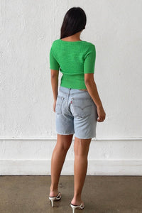 V-Neck Cutout Detail Ribbed Knit Top