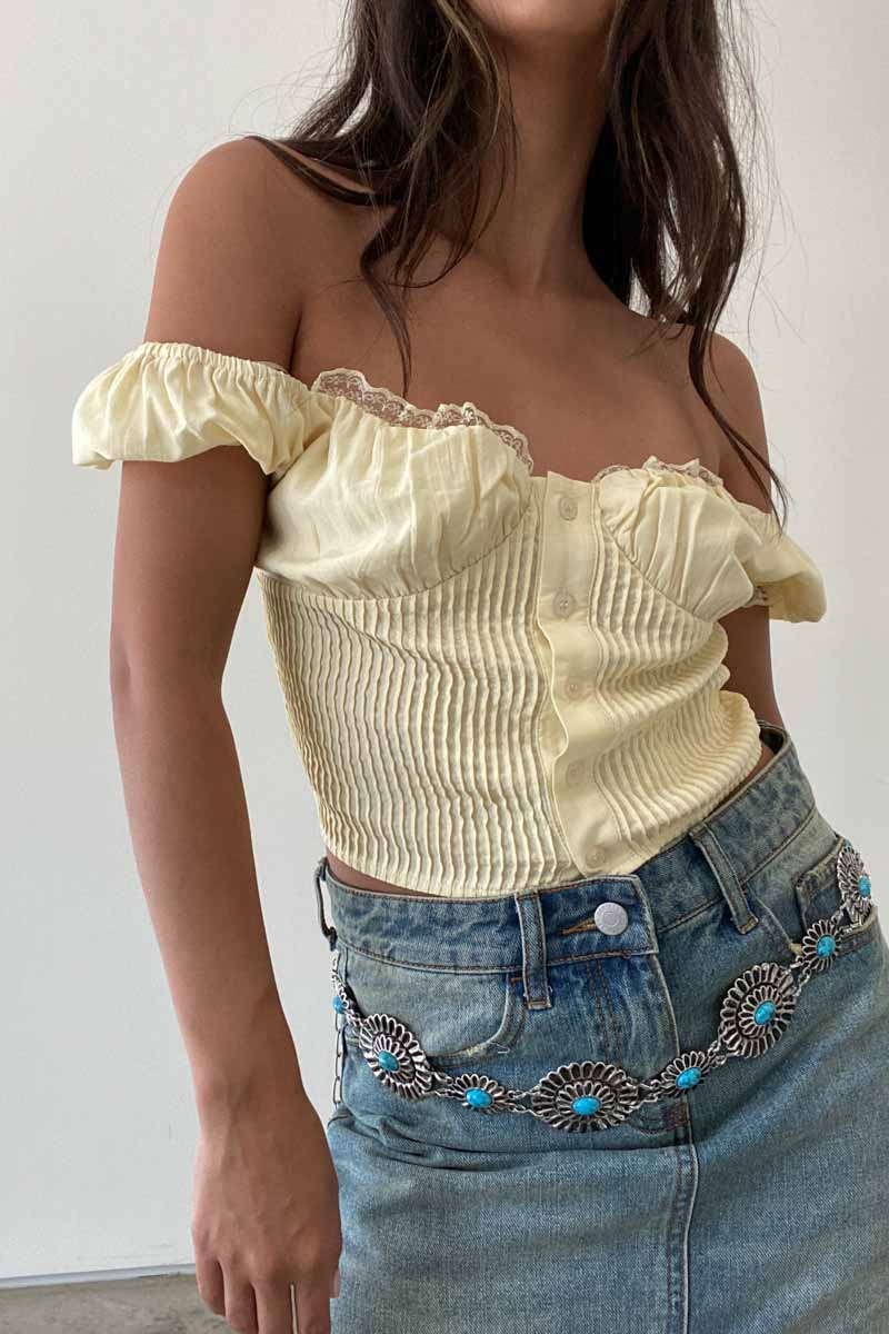 Sweetheart Neck Lace Detail Top