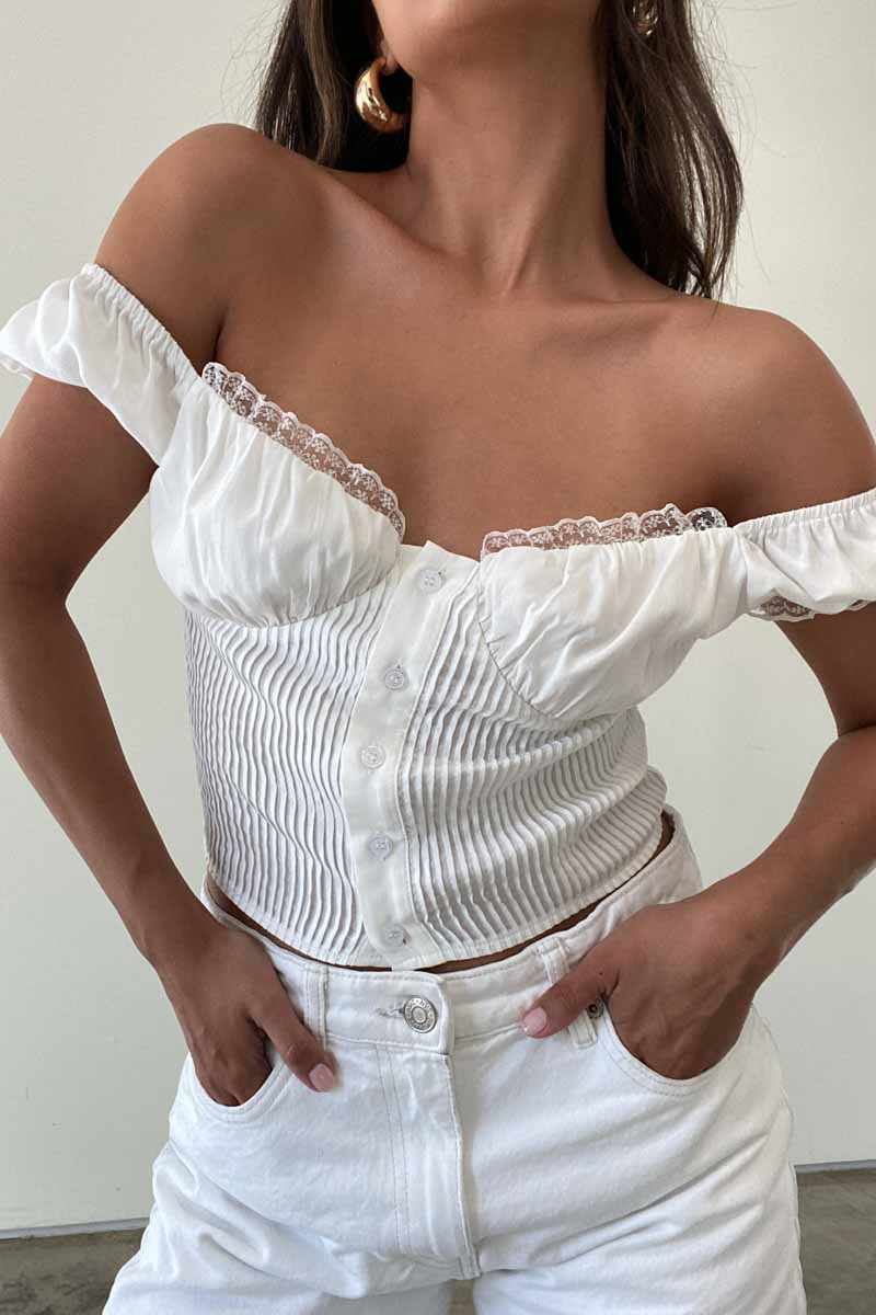 Sweetheart Neck Lace Detail Top