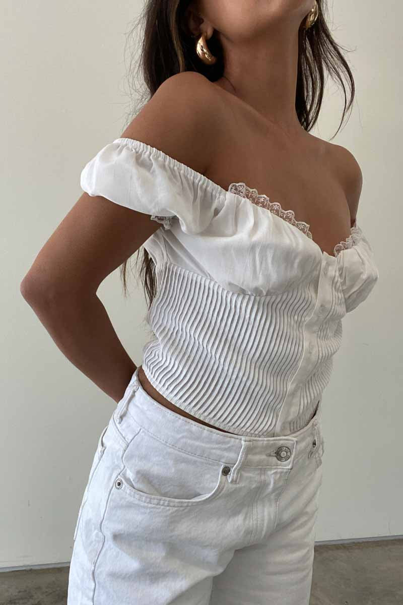 Sweetheart Neck Lace Detail Top