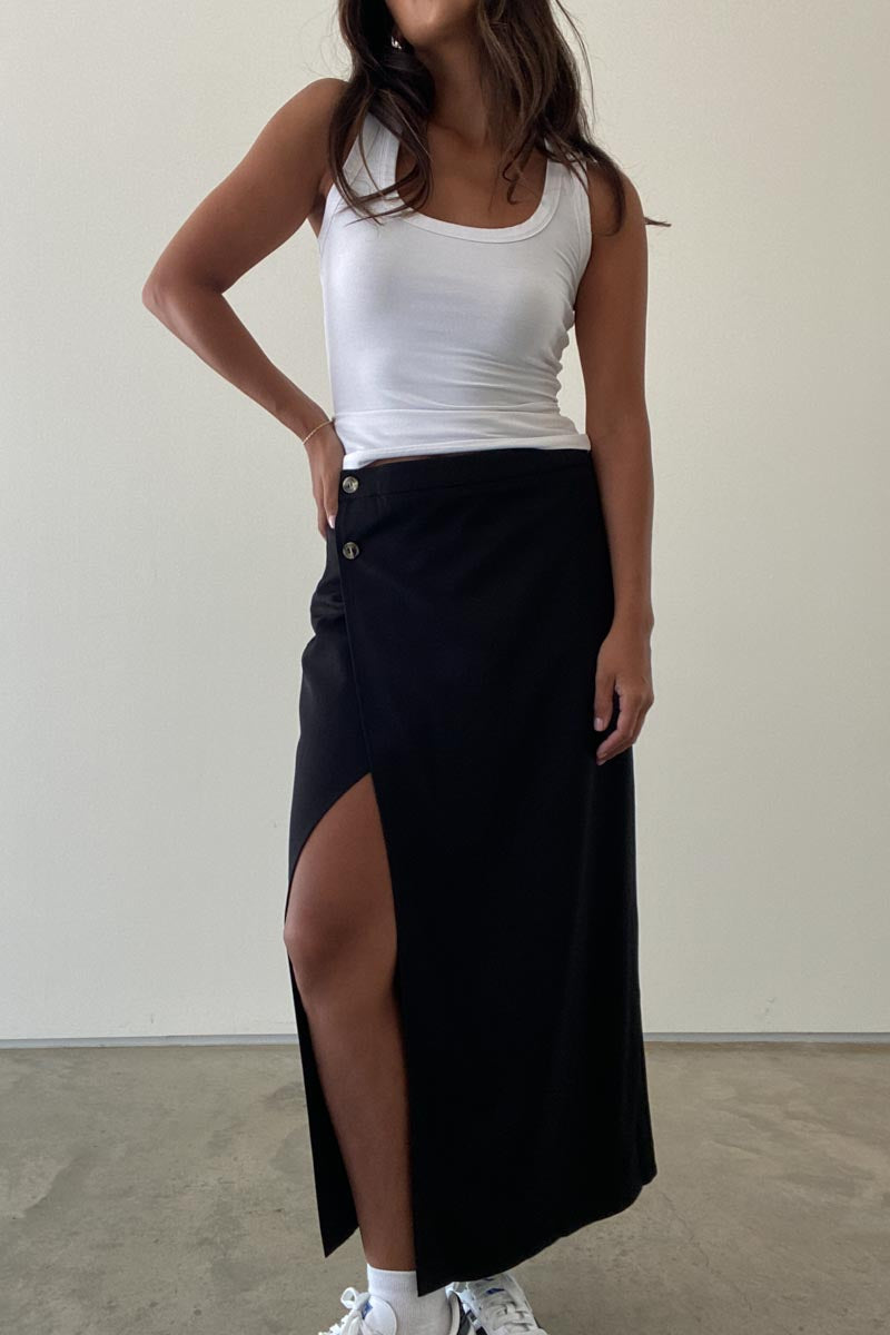 Wrap Style Midi Skirt