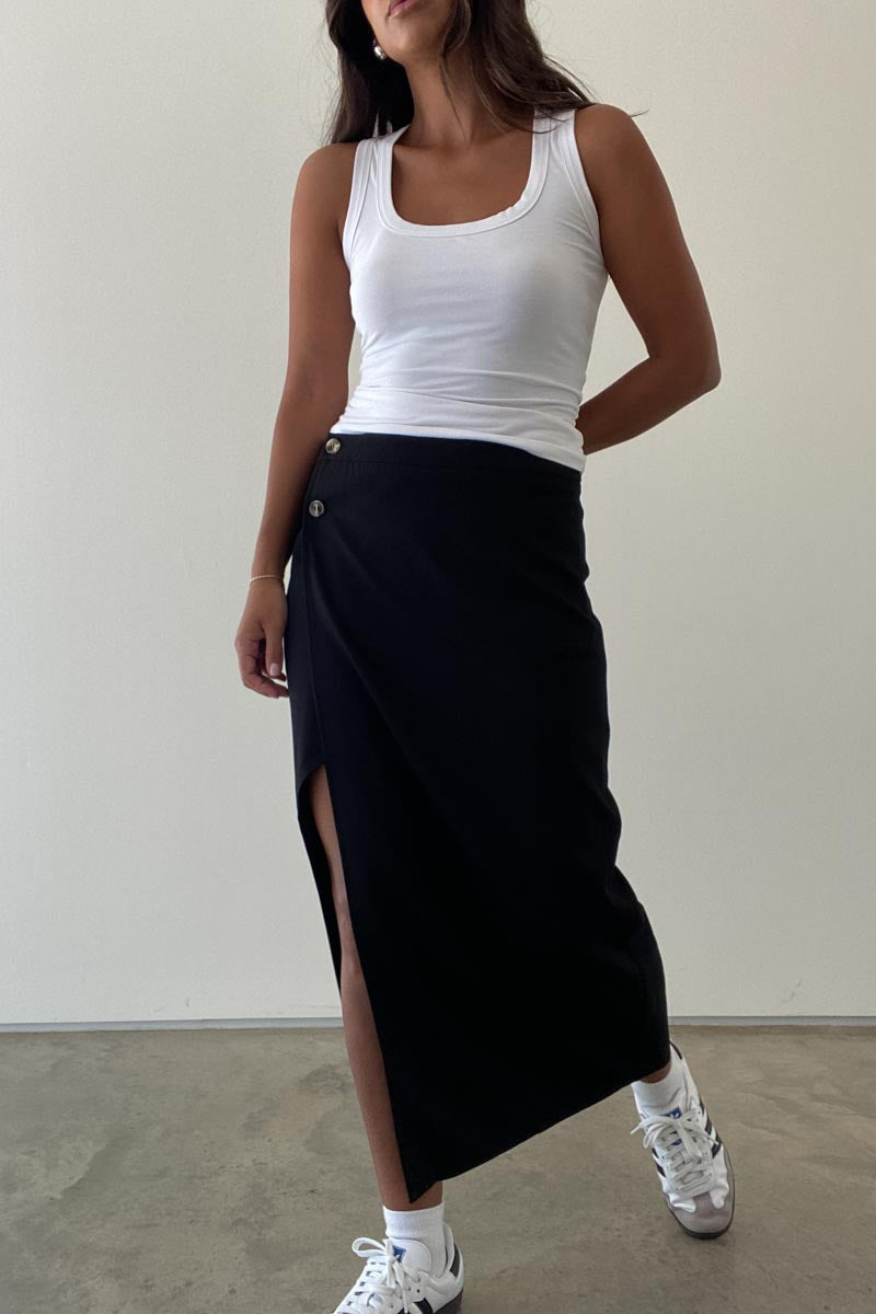 Wrap Style Midi Skirt