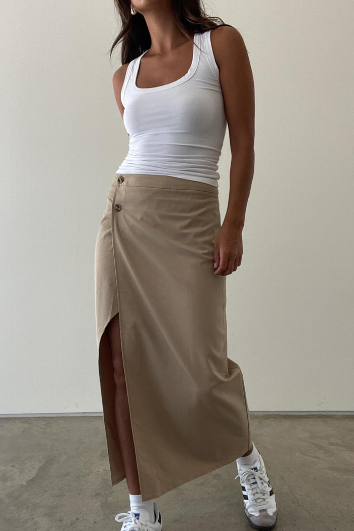 Wrap Style Midi Skirt