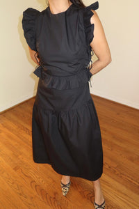 Cotton Ruffled Detail Midi Dress