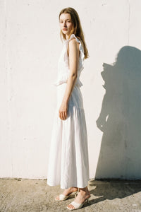 Cotton Ruffled Detail Midi Dress