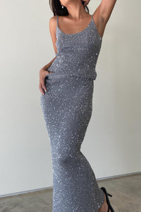 Sequins Knit Cami Top W/ Maxi Skirt Sets