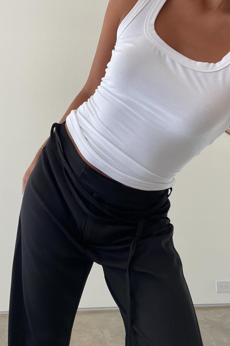 Tie-Up Detail Low Rise Pants