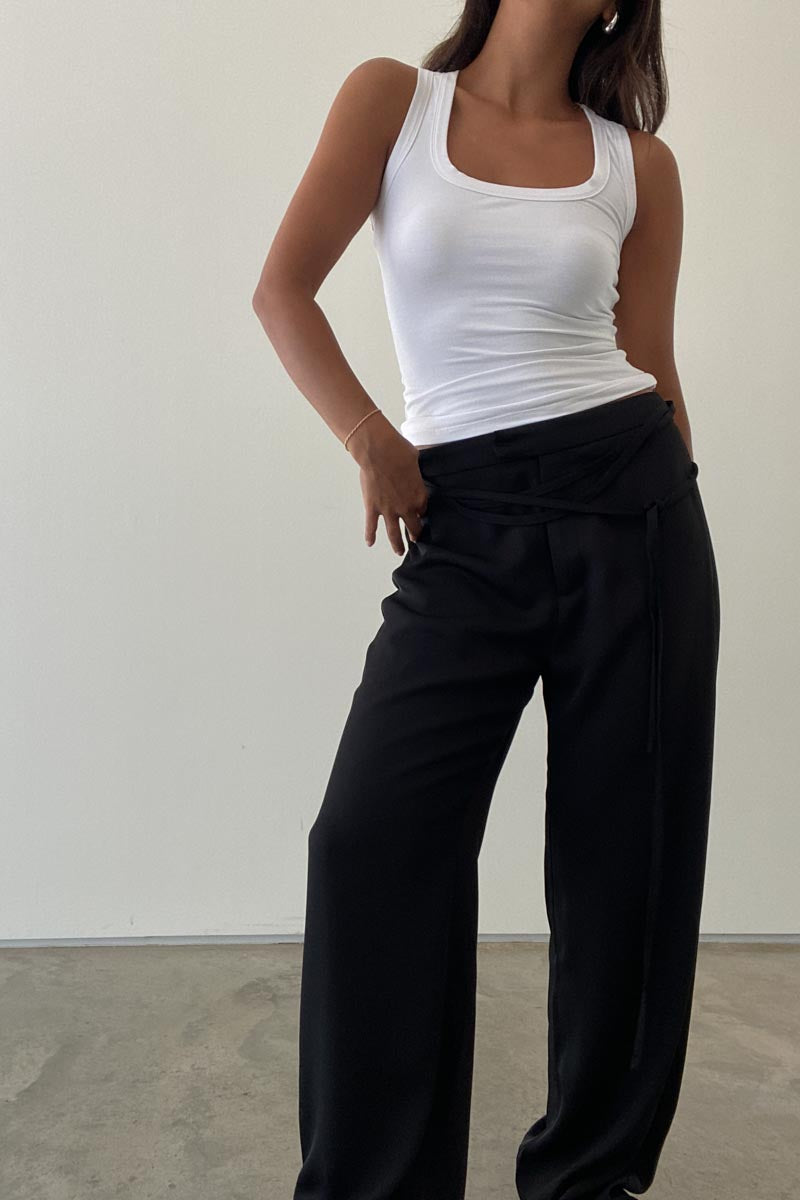 Tie-Up Detail Low Rise Pants