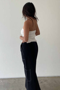 Cargo Midi Skirt Contrast Stitch Detail