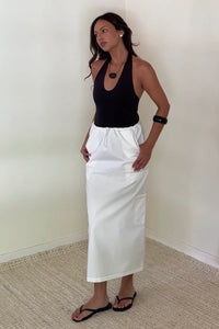 Cargo Midi Skirt Contrast Stitch Detail