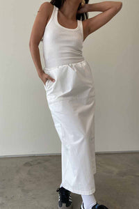 Cargo Midi Skirt Contrast Stitch Detail