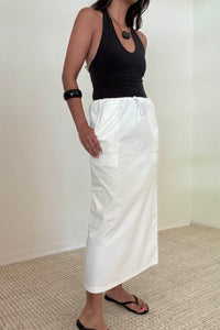 Cargo Midi Skirt Contrast Stitch Detail