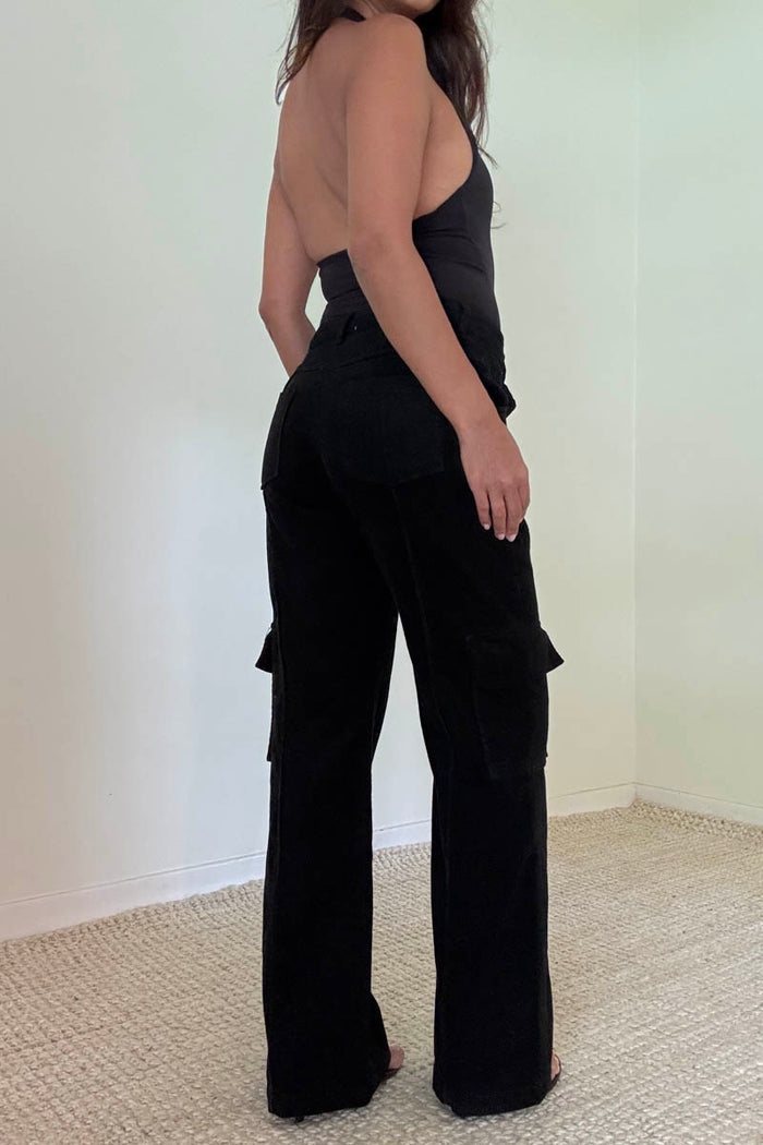 Corduroy Cargo Wide-Leg Pants