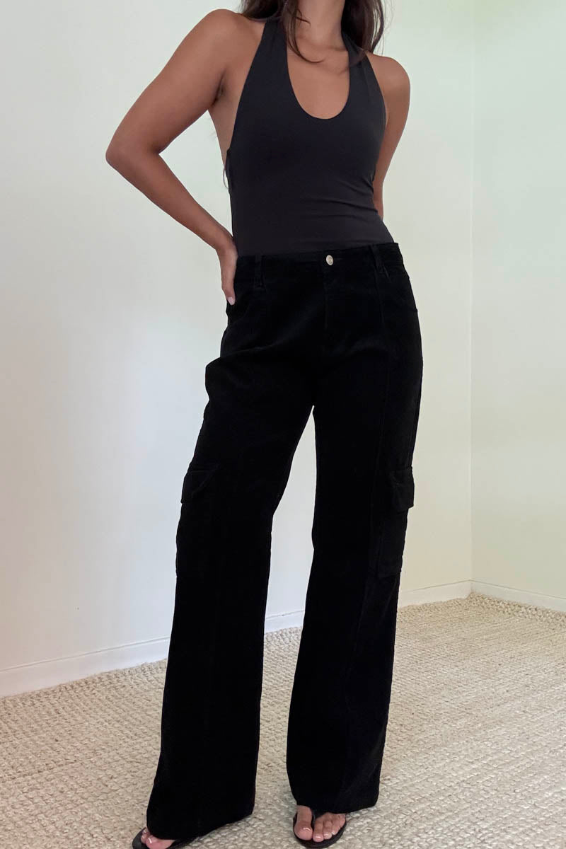 Corduroy Cargo Wide-Leg Pants