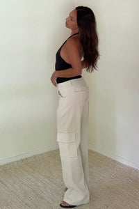 Corduroy Cargo Wide-Leg Pants