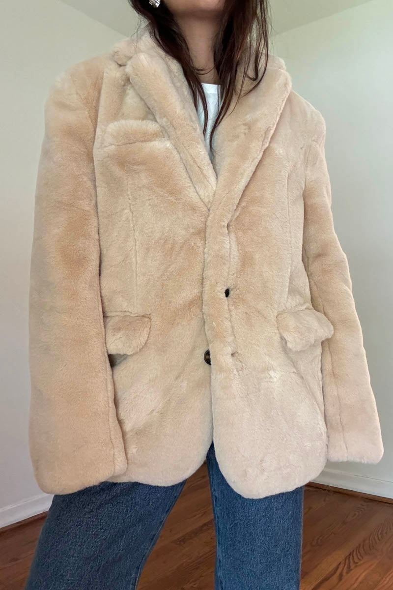 Soft Faux Fur Blazer Coat