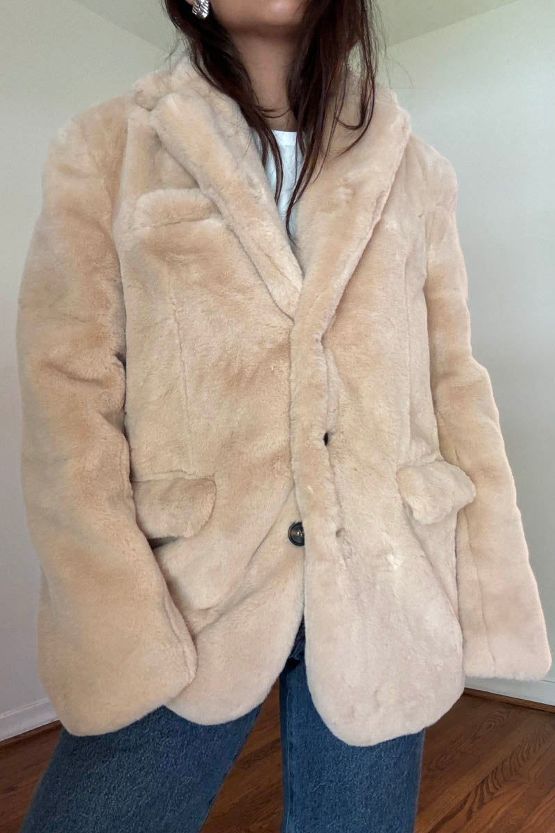 Soft Faux Fur Blazer Coat