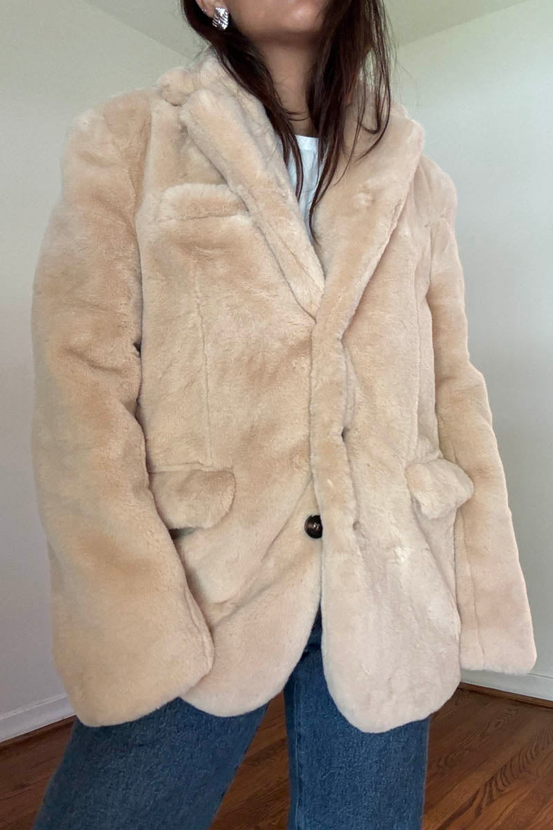 Soft Faux Fur Blazer Coat