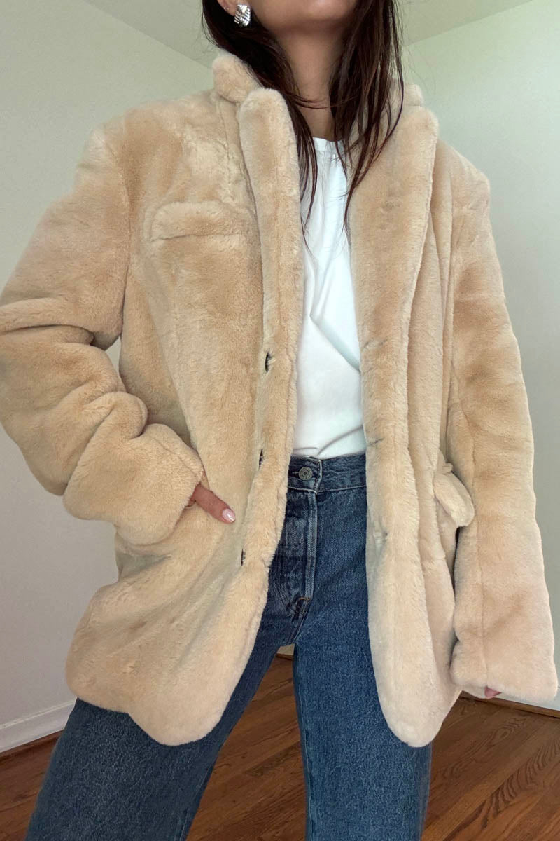 Soft Faux Fur Blazer Coat