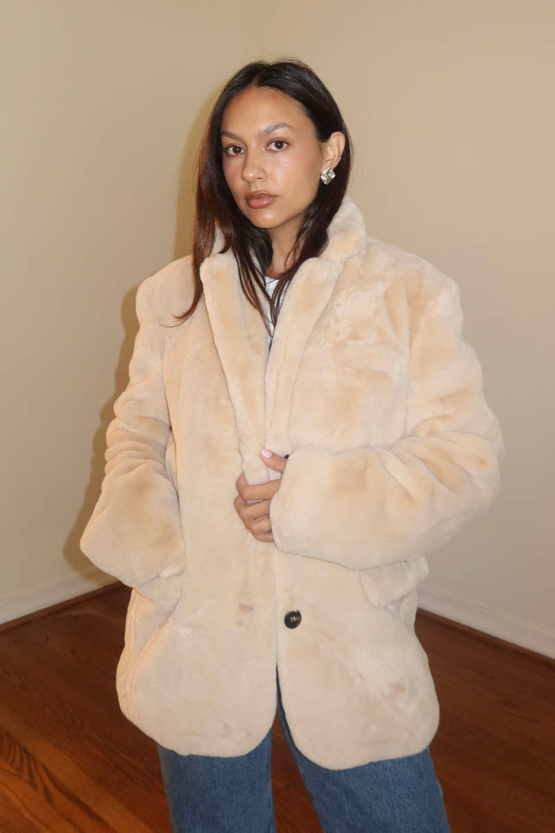 Soft Faux Fur Blazer Coat