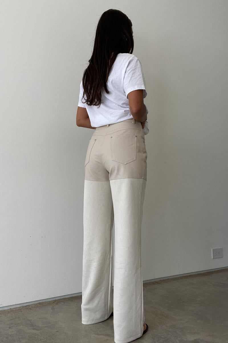 Suede Panels PU Pants