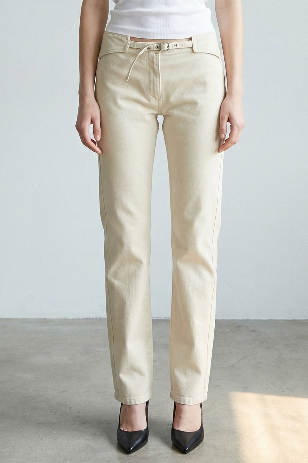 Adjustable Stripe Denim Trouser