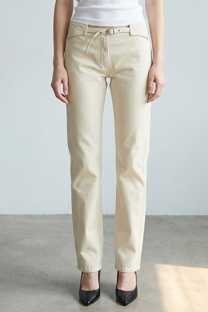 Adjustable Stripe Denim Trouser