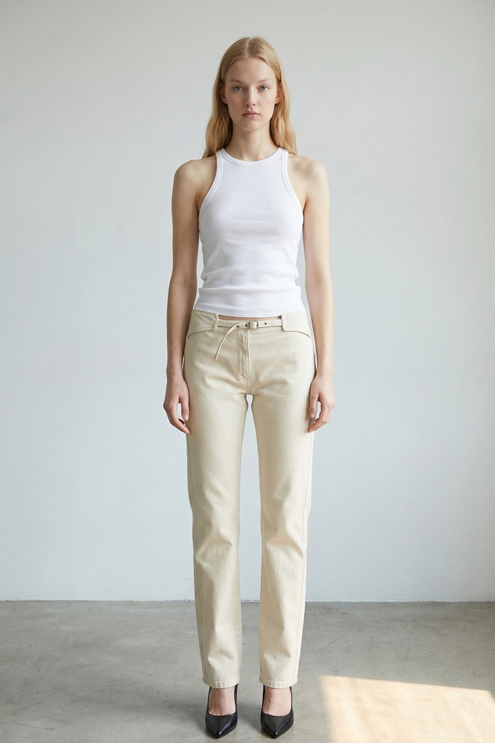Adjustable Stripe Denim Trouser