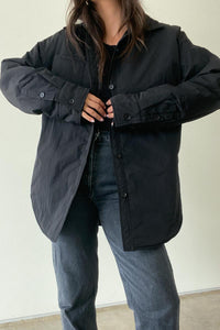 Nylon Oversized Padded Shirt Jacket