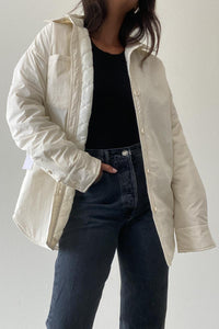 Nylon Oversized Padded Shirt Jacket