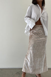 Crushed Velvet Midi Skirt