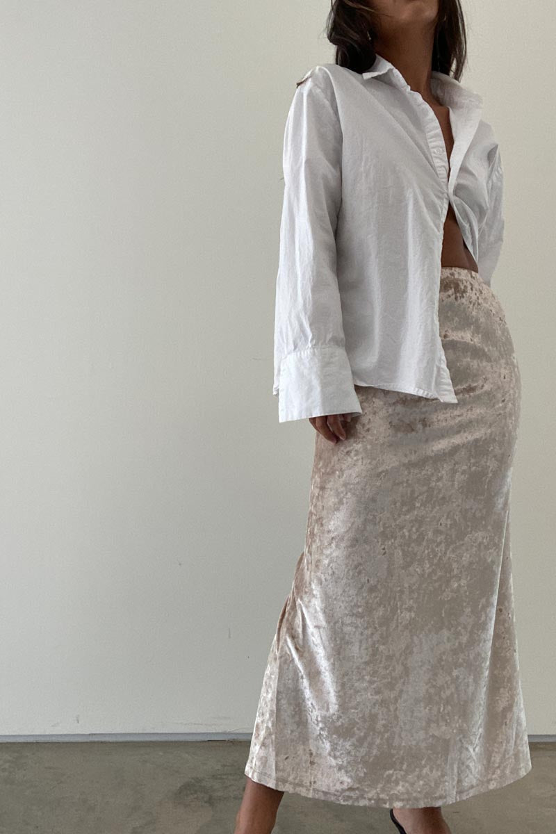 Crushed Velvet Midi Skirt