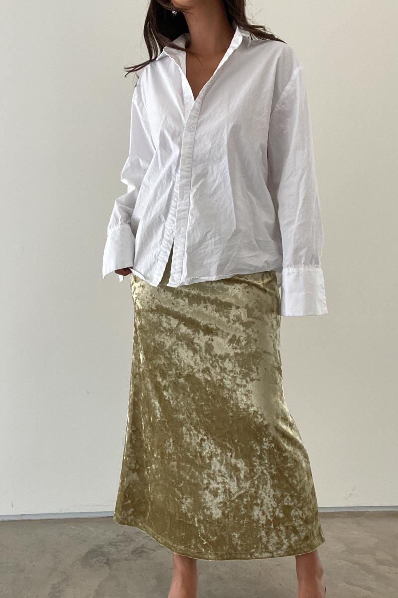 Crushed Velvet Midi Skirt