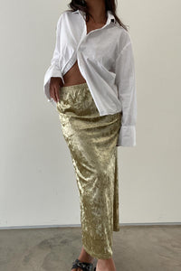 Crushed Velvet Midi Skirt