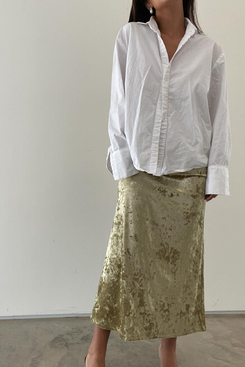 Crushed Velvet Midi Skirt