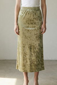 Crushed Velvet Midi Skirt