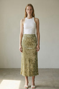 Crushed Velvet Midi Skirt