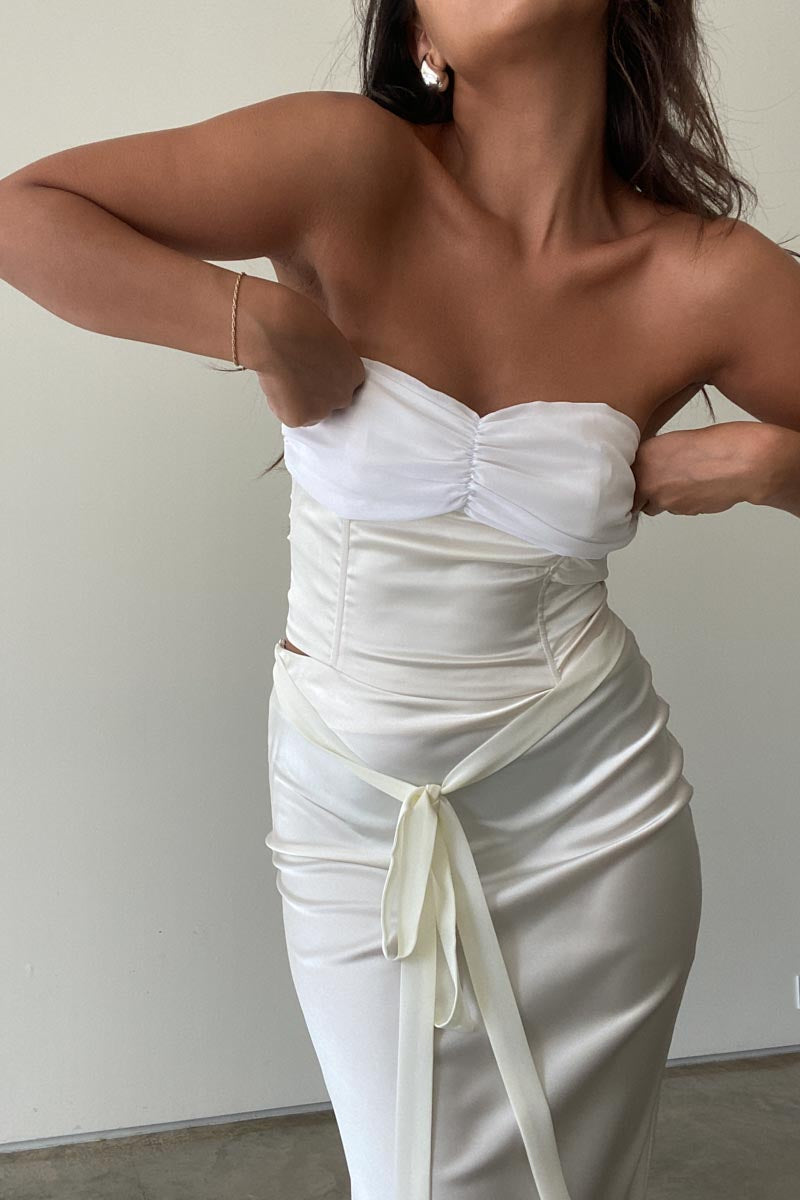 Satin with Chiffon Bustier - TheOures