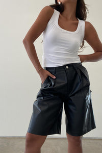 Faux Leather Long Shorts