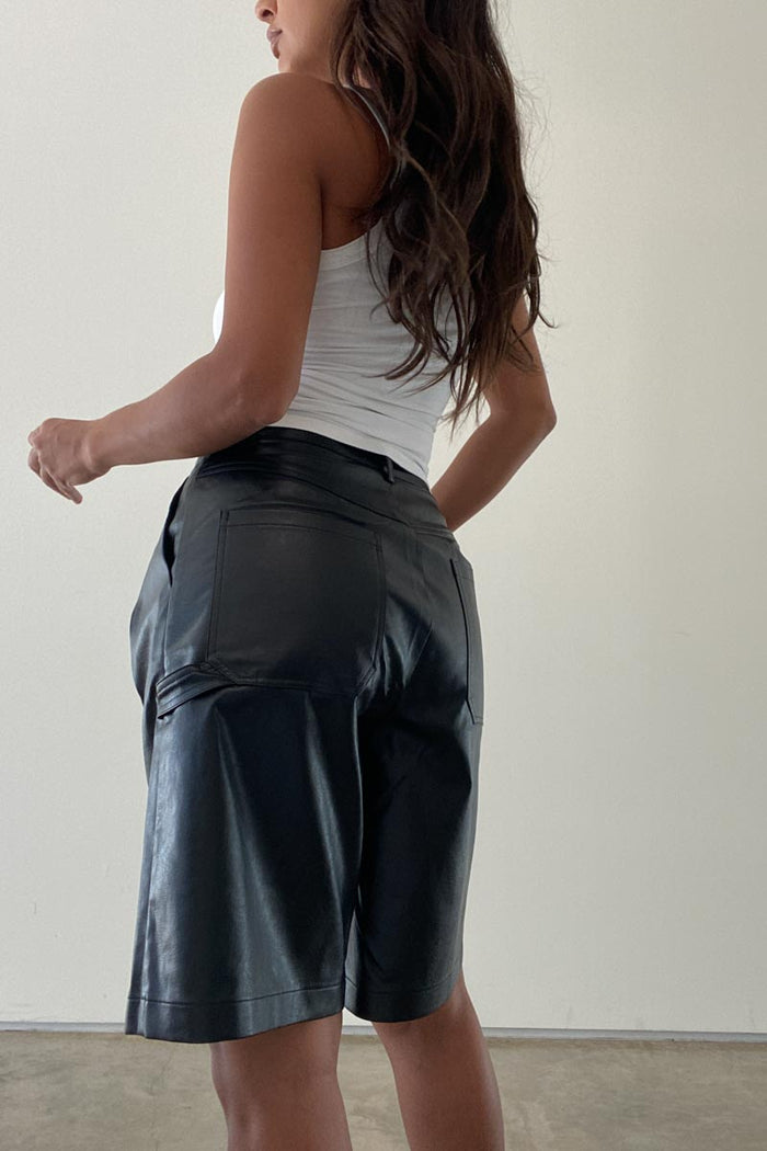 Faux Leather Long Shorts