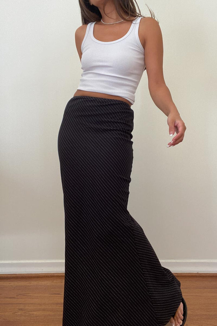 Stripe Bias Cut Maxi Skirt