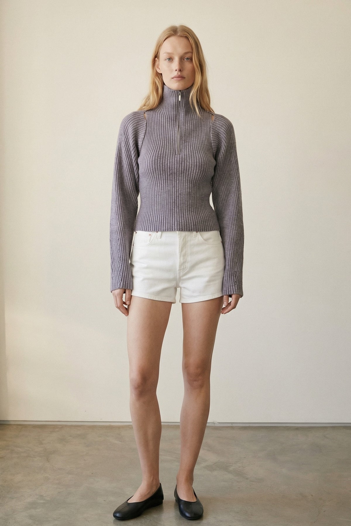 Front Half Zip Knit Top and Bolero Sets